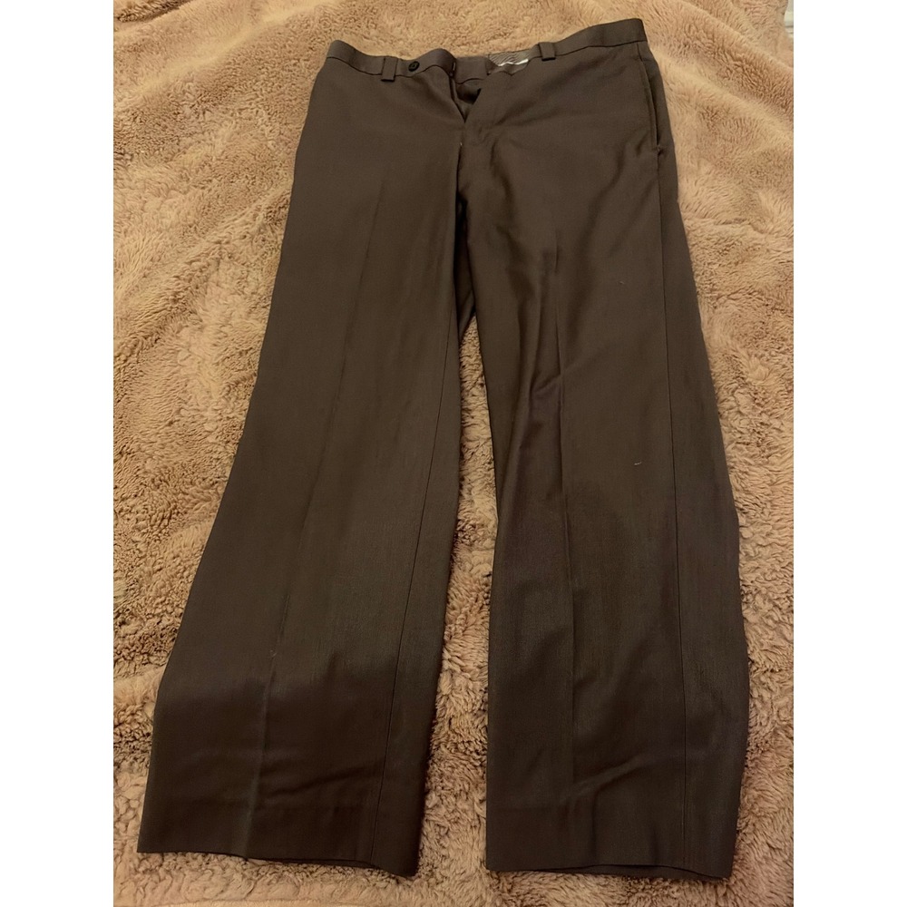 Calvin Klein Mens Dress Pants Brown Flat Front Straight Leg 32W x 30L RN90736